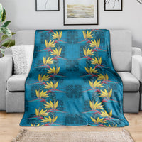 Hawaii Waikiki King Blanket Blue Quilt With Pua Manu LT05 - Polynesian Pride