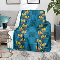 Hawaii Waikiki King Blanket Blue Quilt With Pua Manu LT05 - Polynesian Pride
