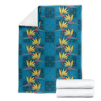 Hawaii Waikiki King Blanket Blue Quilt With Pua Manu LT05 - Polynesian Pride