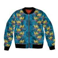Hawaii Waikiki King Bomber Jacket Blue Quilt With Pua Manu LT05 Unisex Blue - Polynesian Pride