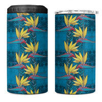 Hawaii Waikiki King 4 in 1 Can Cooler Tumbler Blue Quilt With Pua Manu LT05 One Size: 16 oz Blue - Polynesian Pride