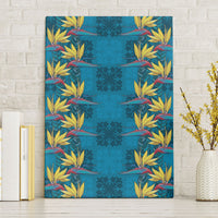 Hawaii Waikiki King Canvas Wall Art Blue Quilt With Pua Manu LT05 Without Frame Blue - Polynesian Pride