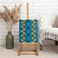 Hawaii Waikiki King Canvas Wall Art Blue Quilt With Pua Manu LT05 - Polynesian Pride