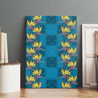 Hawaii Waikiki King Canvas Wall Art Blue Quilt With Pua Manu LT05 - Polynesian Pride
