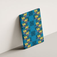 Hawaii Waikiki King Canvas Wall Art Blue Quilt With Pua Manu LT05 - Polynesian Pride