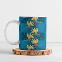 Hawaii Waikiki King Ceramic Mug Blue Quilt With Pua Manu LT05 Blue - Polynesian Pride