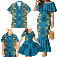 Hawaii Waikiki King Family Matching Mermaid Dress and Hawaiian Shirt Blue Quilt With Pua Manu LT05 - Polynesian Pride