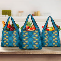 Hawaii Waikiki King Grocery Bag Blue Quilt With Pua Manu LT05 3-pack One Size Blue - Polynesian Pride