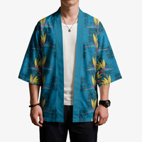 Hawaii Waikiki King Kimono Blue Quilt With Pua Manu LT05 - Polynesian Pride