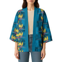 Hawaii Waikiki King Kimono Blue Quilt With Pua Manu LT05 - Polynesian Pride