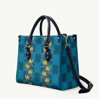 Hawaii Waikiki King Leather Bag Blue Quilt With Pua Manu LT05 Blue - Polynesian Pride