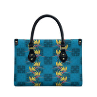 Hawaii Waikiki King Leather Bag Blue Quilt With Pua Manu LT05 - Polynesian Pride