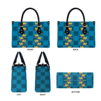 Hawaii Waikiki King Leather Bag Blue Quilt With Pua Manu LT05 - Polynesian Pride