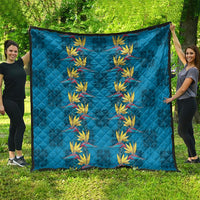 Hawaii Waikiki King Quilt Blue Quilt With Pua Manu LT05 - Polynesian Pride