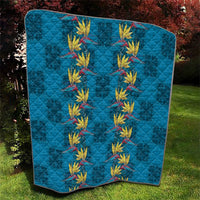 Hawaii Waikiki King Quilt Blue Quilt With Pua Manu LT05 - Polynesian Pride