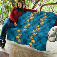 Hawaii Waikiki King Quilt Blue Quilt With Pua Manu LT05 - Polynesian Pride