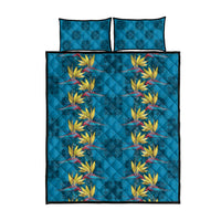 Hawaii Waikiki King Quilt Bed Set Blue Quilt With Pua Manu LT05 - Polynesian Pride