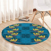 Hawaii Waikiki King Round Carpet Blue Quilt With Pua Manu LT05 - Polynesian Pride