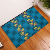 Hawaii Waikiki King Rubber Doormat Blue Quilt With Pua Manu LT05 - Polynesian Pride