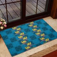 Hawaii Waikiki King Rubber Doormat Blue Quilt With Pua Manu LT05 - Polynesian Pride