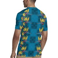 Hawaii Waikiki King Rugby Jersey Blue Quilt With Pua Manu LT05 - Polynesian Pride
