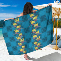 Hawaii Waikiki King Sarong Blue Quilt With Pua Manu LT05 One Size 44 x 66 inches Blue - Polynesian Pride