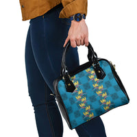 Hawaii Waikiki King Shoulder Handbag Blue Quilt With Pua Manu LT05 - Polynesian Pride
