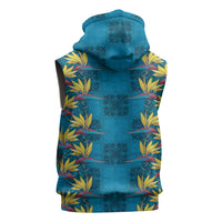 Hawaii Waikiki King Sleeveless Hoodie Blue Quilt With Pua Manu LT05 - Polynesian Pride