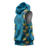 Hawaii Waikiki King Sleeveless Hoodie Blue Quilt With Pua Manu LT05 - Polynesian Pride