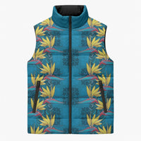 Hawaii Waikiki King Sleeveless Puffer Jacket Blue Quilt With Pua Manu LT05 Unisex Blue - Polynesian Pride
