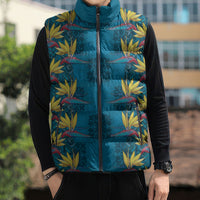 Hawaii Waikiki King Sleeveless Puffer Jacket Blue Quilt With Pua Manu LT05 - Polynesian Pride