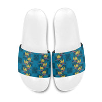 Hawaii Waikiki King Slide Sandals Blue Quilt With Pua Manu LT05 Blue - Polynesian Pride