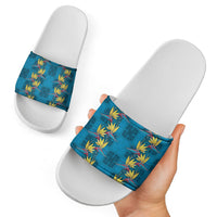 Hawaii Waikiki King Slide Sandals Blue Quilt With Pua Manu LT05 - Polynesian Pride