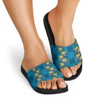 Hawaii Waikiki King Slide Sandals Blue Quilt With Pua Manu LT05 - Polynesian Pride
