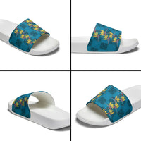 Hawaii Waikiki King Slide Sandals Blue Quilt With Pua Manu LT05 - Polynesian Pride