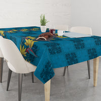 Hawaii Waikiki King Tablecloth Blue Quilt With Pua Manu LT05 - Polynesian Pride