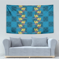 Hawaii Waikiki King Tapestry Blue Quilt With Pua Manu LT05 - Polynesian Pride