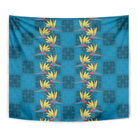 Hawaii Waikiki King Tapestry Blue Quilt With Pua Manu LT05 - Polynesian Pride