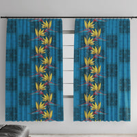 Hawaii Waikiki King Window Curtain Blue Quilt With Pua Manu LT05 With Hooks Blue - Polynesian Pride
