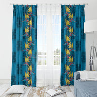 Hawaii Waikiki King Window Curtain Blue Quilt With Pua Manu LT05 - Polynesian Pride