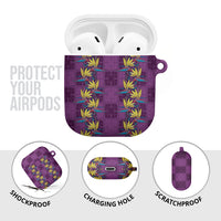 Hawaii Waikiki King AirPods Case Purple Quilt With Pua Manu LT05 - Polynesian Pride