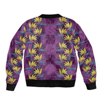 Hawaii Waikiki King Bomber Jacket Purple Quilt With Pua Manu LT05 - Polynesian Pride