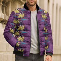 Hawaii Waikiki King Bomber Puffer Jacket Purple Quilt With Pua Manu LT05 - Polynesian Pride