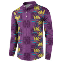 Hawaii Waikiki King Button Sweatshirt Purple Quilt With Pua Manu LT05 - Polynesian Pride