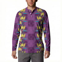 Hawaii Waikiki King Button Sweatshirt Purple Quilt With Pua Manu LT05 - Polynesian Pride