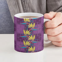 Hawaii Waikiki King Ceramic Mug Purple Quilt With Pua Manu LT05 - Polynesian Pride