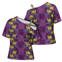 Hawaii Waikiki King Cross Shoulder Shirt Purple Quilt With Pua Manu LT05 - Polynesian Pride