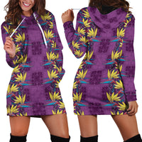 Hawaii Waikiki King Hoodie Dress Purple Quilt With Pua Manu LT05 - Polynesian Pride