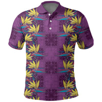 Hawaii Waikiki King Polo Shirt Purple Quilt With Pua Manu LT05 Purple - Polynesian Pride