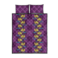 Hawaii Waikiki King Quilt Bed Set Purple Quilt With Pua Manu LT05 - Polynesian Pride